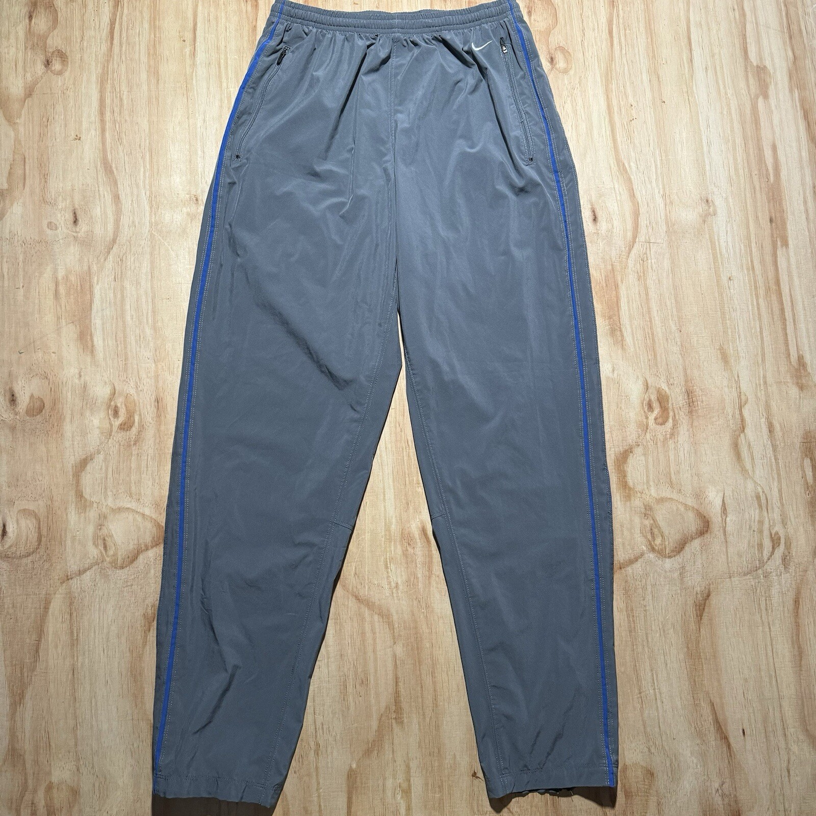 VTG Nike DriFit Running Athletic Retro Track Pants Gray Men Large Zip Ankles.Y2K