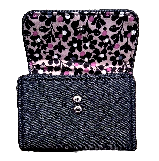 NWT Vera Bradley Iconic RFID Riley Compact Wallet Trifold in Denim Navy