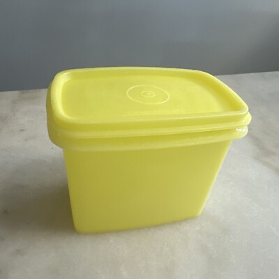 Vintage Tupperware Yellow Storage Container with Lid   1243-5