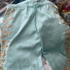 Seiden Hose Shivadiva Türkis Pailletten gold u. transparent Gr. M  🏖️ Beach