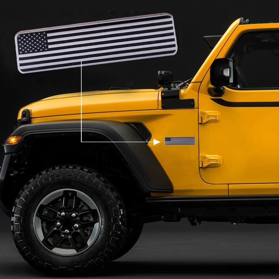 2x USA American Metal Flag Black Car Trunk Emblem Badge Decal Stickers Accessory - Image 4 of 4