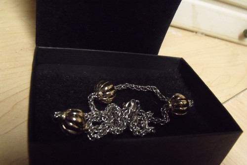 NICE KARIZIA SPA KA 1772 17" 14K GOLD CAGE BALL STERLING LINK NECKLACE 18.37 GR. - Picture 4 of 7