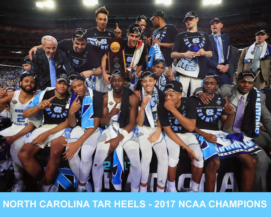 North Carolina Tar Heels 2017 NCAA Basketball Champions 8x10