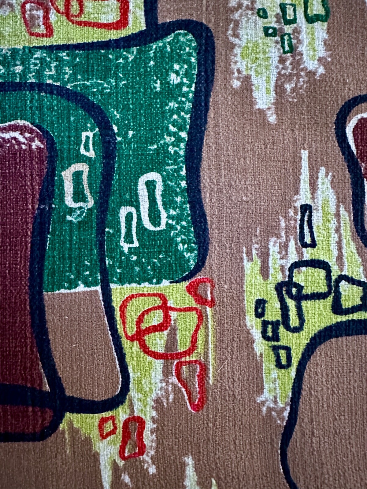 1950's Mid Century Design Caravan ATOMIC Barkcloth Vintage Fabric DIY