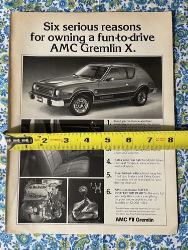 AMC Gremlin X Vintage 1978 Print Ad Six Serious Reasons For Owning - Picture 6 of 7
