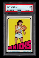 PHIL JACKSON 1972 TOPPS BASKETBALL ROOKIE CARD #32 PSA 6 EX-MT HOF KNICKS BULLS. rookie card picture