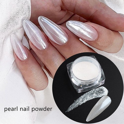 Donut Glaze Nail White Chrome Powder Pearl Finish Nail Art Polish Pigment Decor↖ - Picture 10 of 18