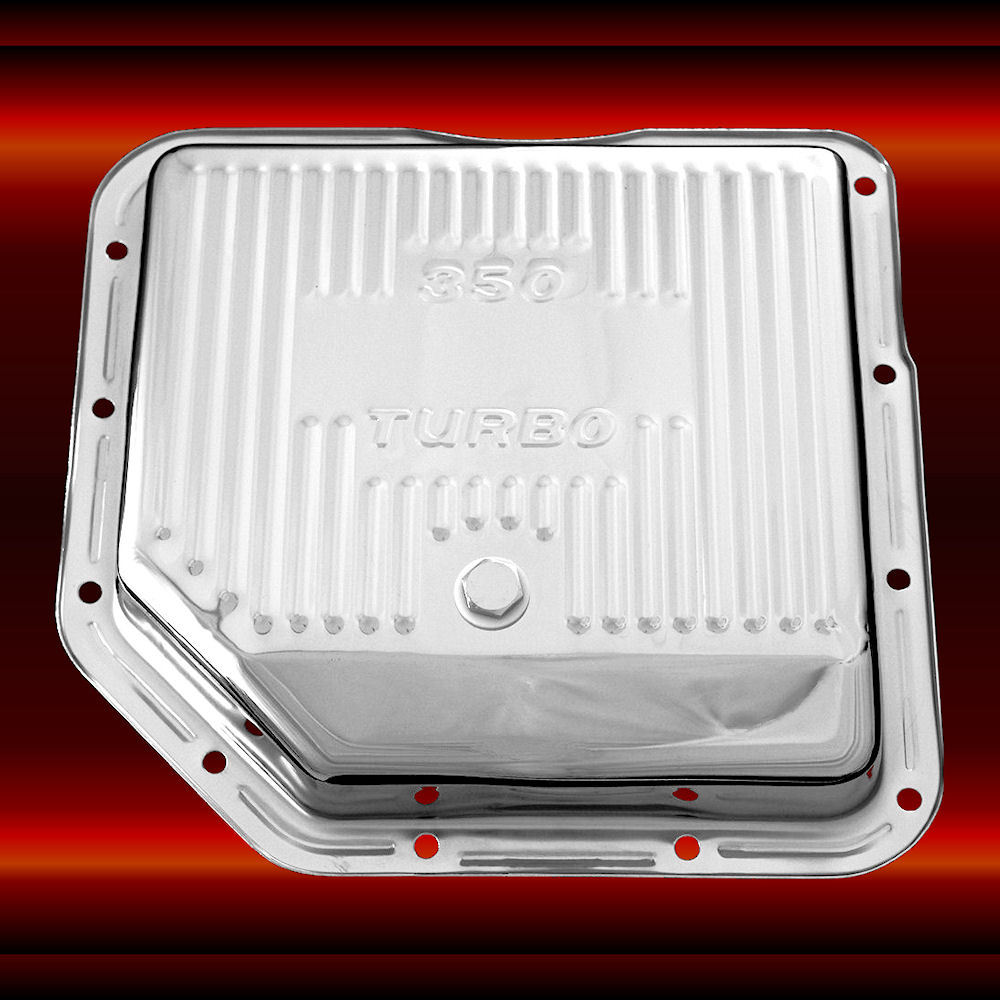 Chrome Turbo 350 GM Transmission Pan With Drain Plug Chevy Olds Pontiac