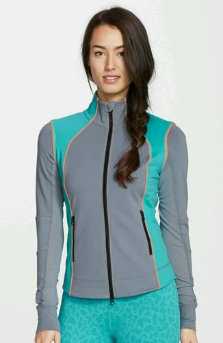 NWT Zella Adrenaline Silver Slate Front Zip Jacket SZ M $108