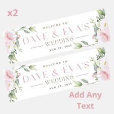 2x Personalised WEDDING Banners LARGE Party Poster Flowers ADD ANY TEXT