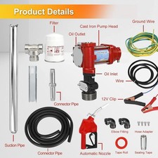 12V DC 15GPM Fuel Transfer Pump for Gasoline Diesel Kerosene w/ Filter