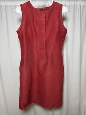 Talbots Linen Blend Red Sheath Sleeveless Lined Career Dress Womens 12
