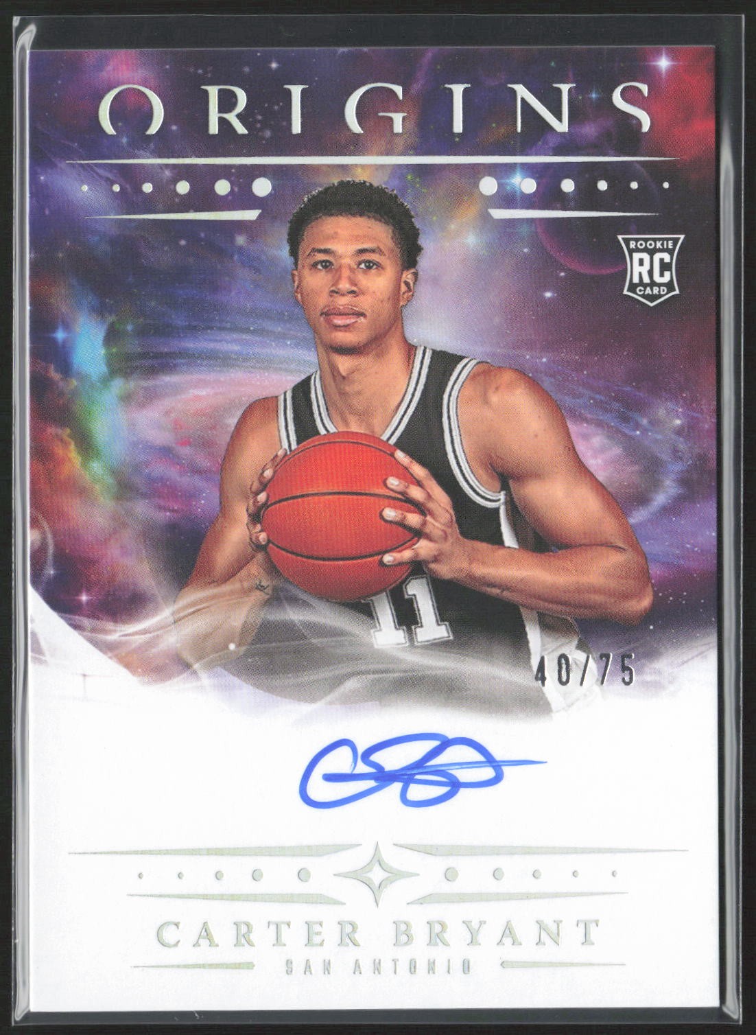 Carter Bryant 2025-26 Panini Origins Base Rookie Auto /75 On Card RC
