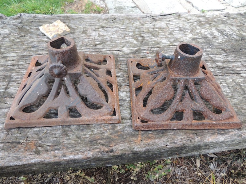 Pair of TIKI Cast Iron Original Torch Stand Heavy Freestanding for both