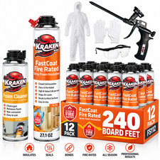 Kraken Spray Foam Insulation Kit Closed Cell Fire Rated Expanding Foam 27.1oz12p