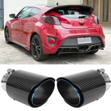 For Hyundai Veloster N Carbon Fiber 2.5" In 3.5" Out Pipe Muffler Exhaust Tips