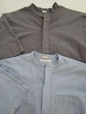 Lot 2 Mens 15 CM Almy Shirt SS button banded collar clergy blue gray USA