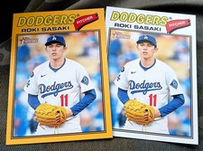 2026 Topps Heritage #39 Roki Sasaki Yellow Border + Base Card LA Dodgers