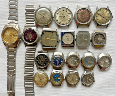 19 VTG Seiko 5, Camy, Westend, Favre-Luba & Others Repair Parts Restoration lot