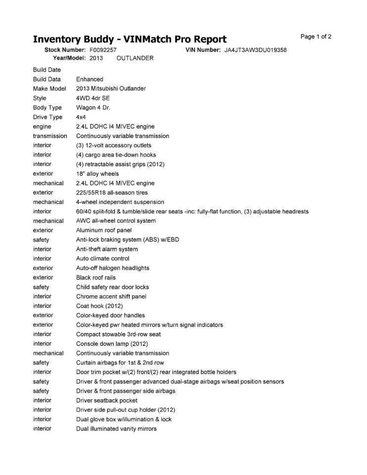 2013 Mitsubishi Outlander Driver Front Seat Bucket Manual Gray Used 116k Mi Foto 4 de 4