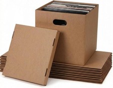 Vinyl Record Storage Boxes Set of 7 Brown Corrugated 13.4x13 inch