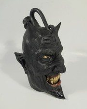 Folk Art Pottery Blue Devil Face Jug By Vonderhey