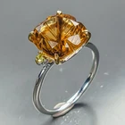 Gem jewelry Natural Citrine Quartz Ring 925 Sterling Silver Size 8 /R478323
