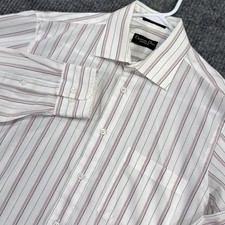 Vintage Christian Dior Monsieur Shirt Mens Large White Striped Dress Long Sleeve