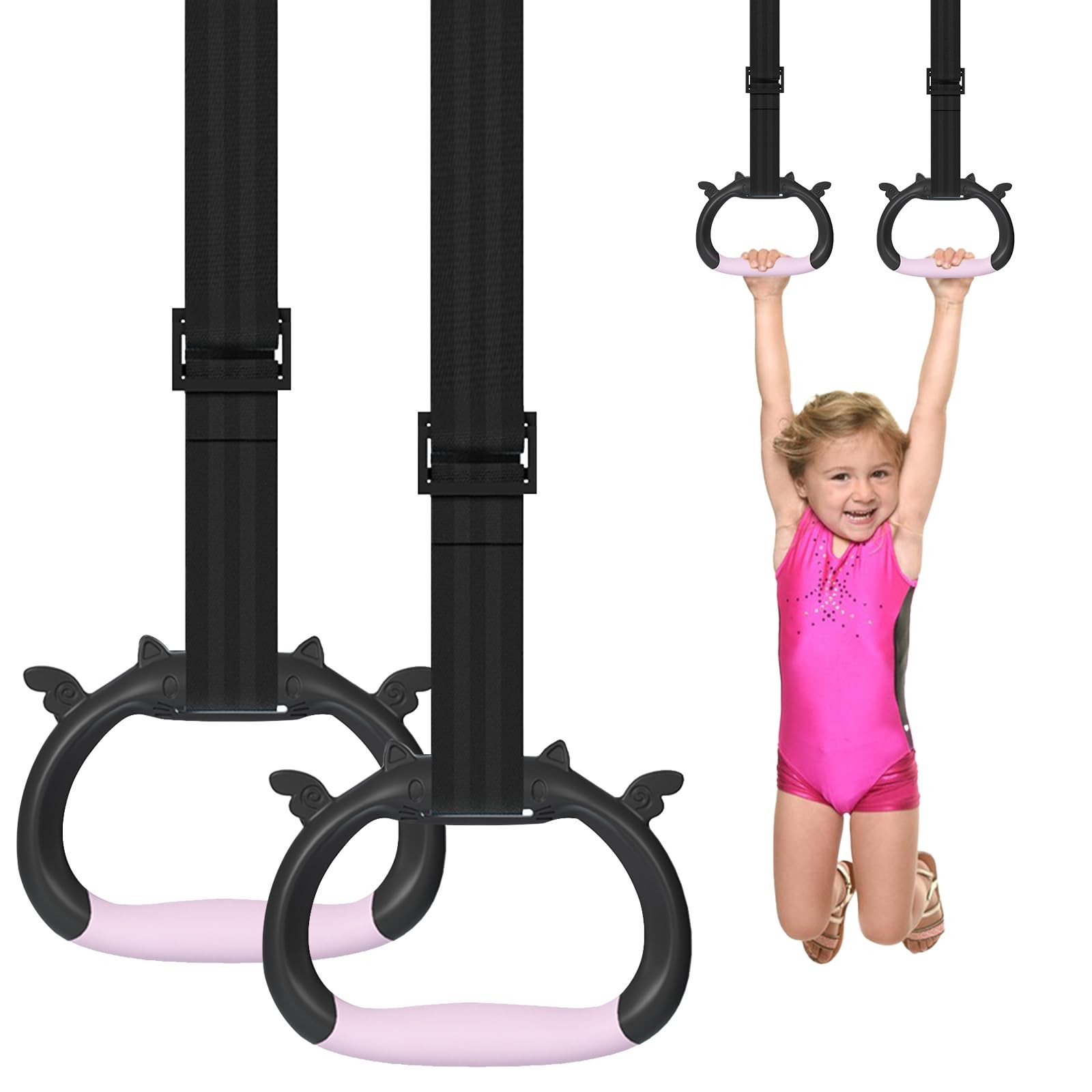 GDLPZM Gymnastics Rings, Home Gym Equipment, Adjustable Strap Strength pink 
