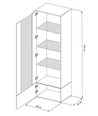 NEU komodee Alessandria Vitrineschrank Eiche Weiß Schwarz Glas LED Regal - Bild 3 von 3