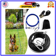 Dog Runner for Yard, Dog Trolley Cable System Aerial Run Zip Line for Large Dog
