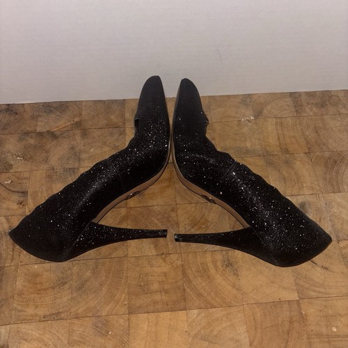 Betsy Johnson AAVERY Glitter heels Black Sparkle women’s 7.5 Party Holiday - Picture 3 of 7
