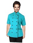 Short Sleeves Tailored Fit Chef Coat Jacket Uniform for Women for Food