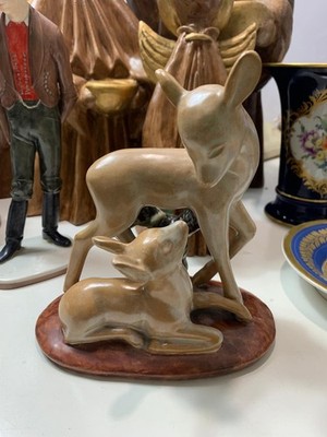 Gmnundner Keramik um 1940 Reh mit Kitz 17x15,5cm AUSTRIA Mod. 1429 Sammler Figur