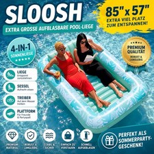Extra große Pool-Liege 216x145 cm – 4-in-1 Luftmatratze & Schwimminsel