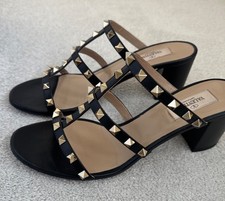 Valentino Rockstud calfskin leather slide sandal - Size 40, 60mm heel