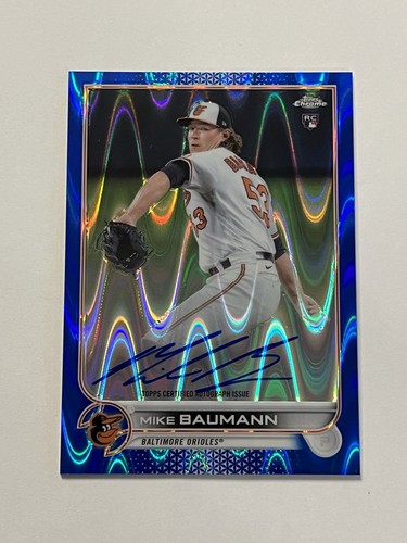 Mike Baumann 2022 Topps Chrome Rookie Autographs Blue Lava Refractor Auto /150