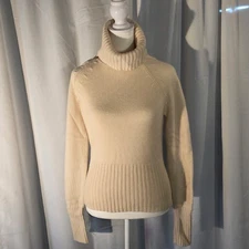 Vtg Ann Taylor Sweater Womens 100% Cashmere Ivory Soft Preppy Quiet Luxury