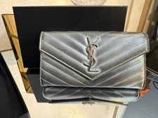   Saint Laurent YSL Silver Monogram Envelope Continental Wallet Full Set Holiday