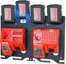 3-In-1 Metal Wall Mount for Milwaukee Chargers Batteries Drills Storage Rack for