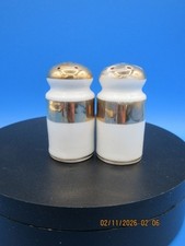 Vintage Salt Pepper Shakers White with Gold A...