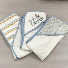 Kyle And Deena Baby Bath Towels 3 Pc Set Hooded Little Captain Boy Preowned