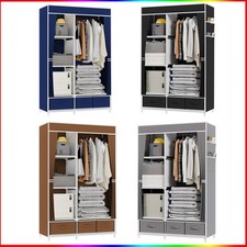 Portable Closet Organizer Bedroom Wardrobe w/ 3 Drawer 4 Shelves Clothes Storage