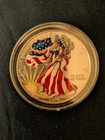 1999 US SILVER EAGLE 1  OZ .999 PURE/COLORIZED GEM BU IN COLLECTOR DISPLAY CASE