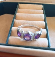 925 Sterling Silver Ring Round Amethyst 6mm Natural Gemstone Jewelry Size 7.5