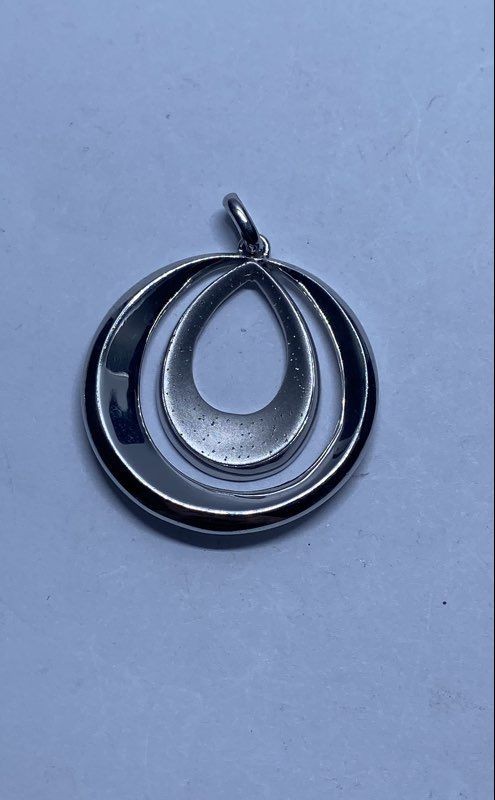 Sterling Silver 925 Open Teardrop Pendant Modernist Double Pear Design 9.0g