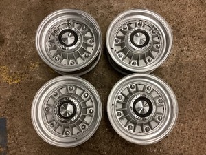 Set of 4 Pontiac 8 Lug 14X6 Steel Wheel Rims with Brake Drums & Caps Original 63