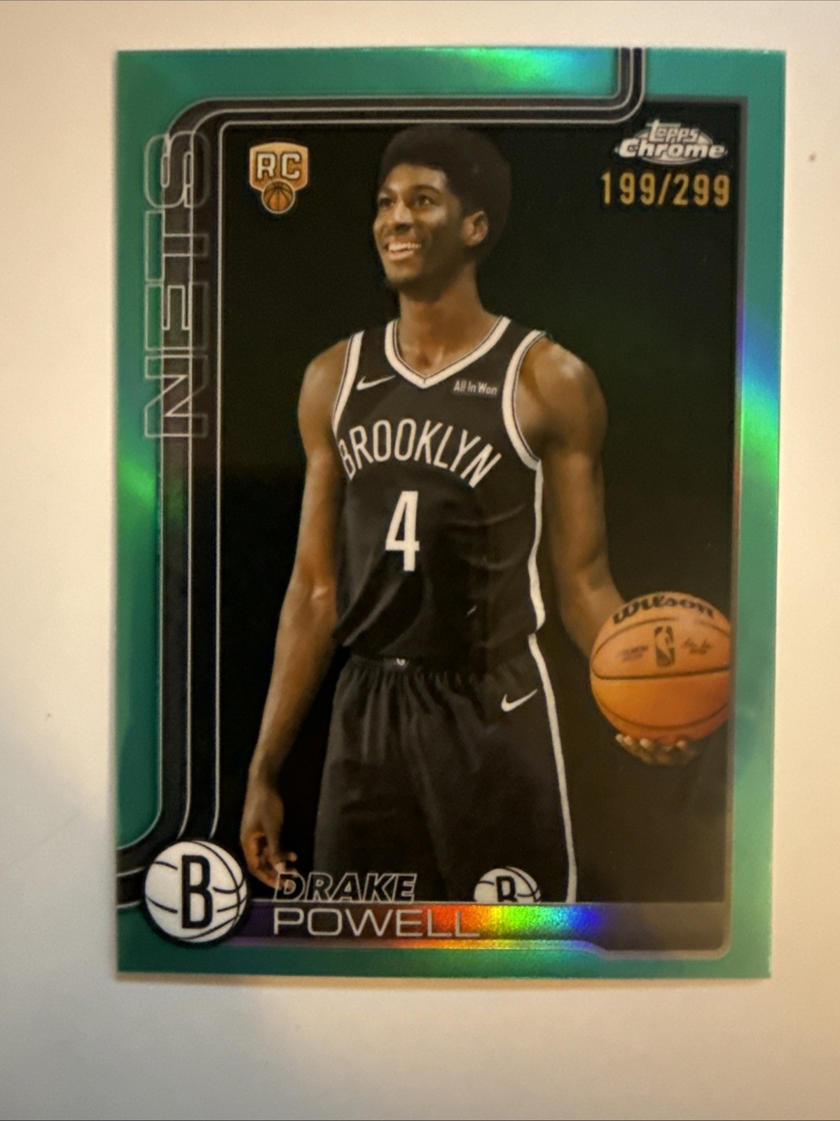 Drake Powell (RC) 2025 Topps Chrome - Rookie Teal Refractor /299 - Nets #272