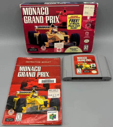 Monaco Grand Prix Nintendo 64 N64 CAN Version CIB Complete W/ Manual Authentic