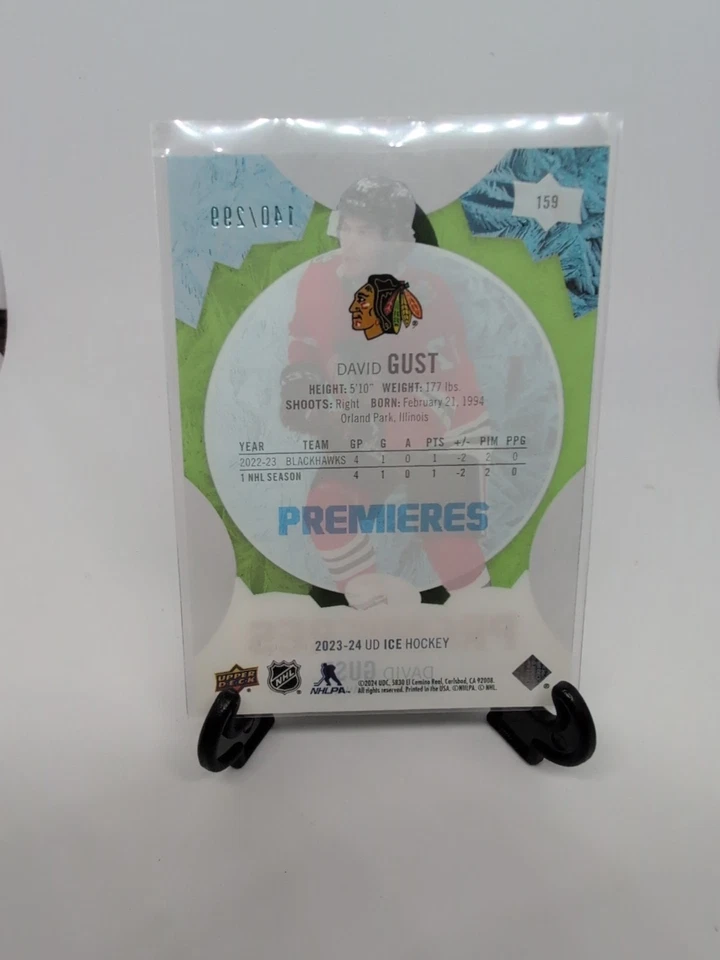 2023-24 Upper Deck Ice - Ice Premieres David Gust #159 Green /299 (RC) - Image 2 of 4